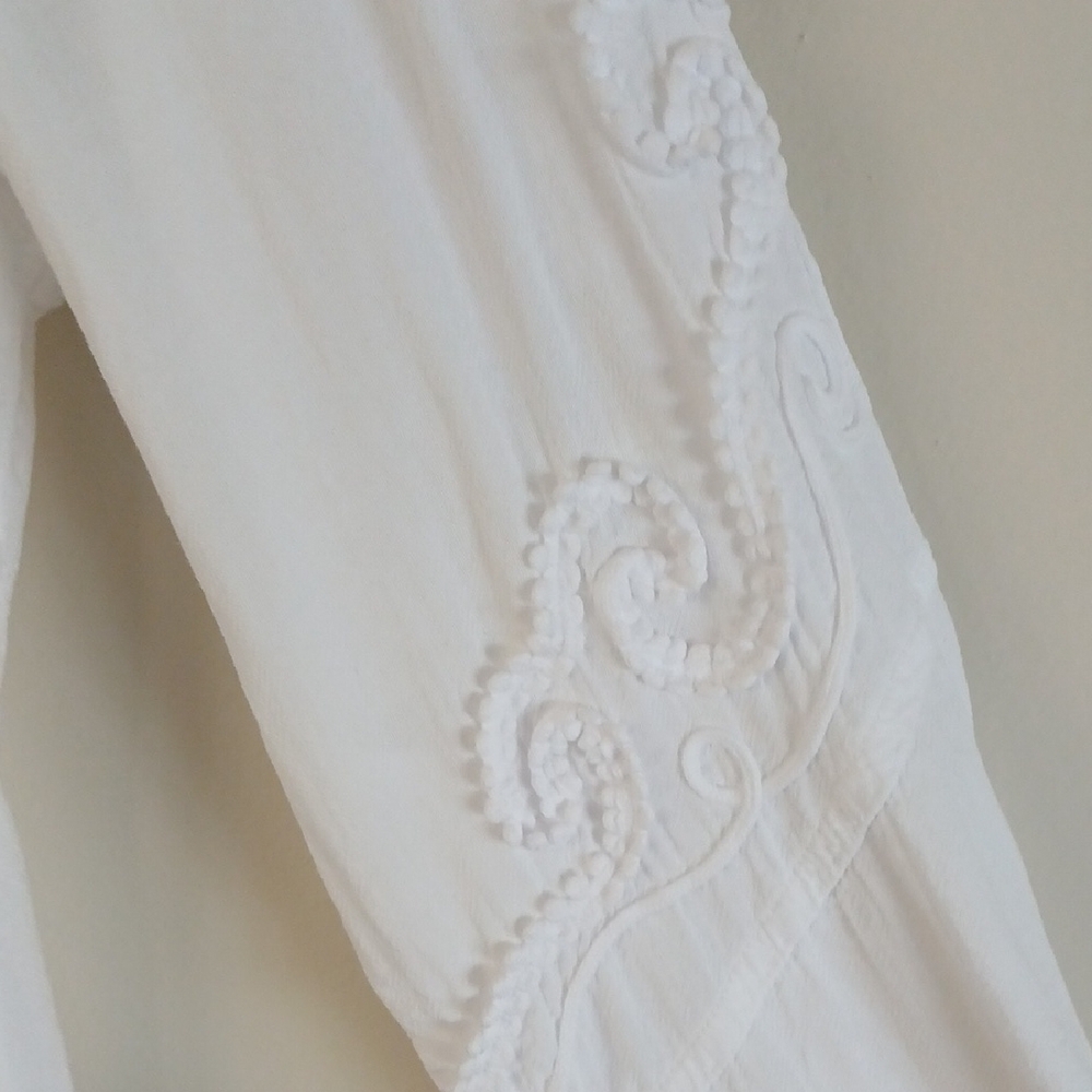 Soft Surroundings White Embroidered Boho Tunic Top/Swimsuit cover-up Large - Picture 8 of 16